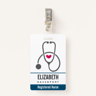 Badge Stéthoscope de soins infirmiers gris simple