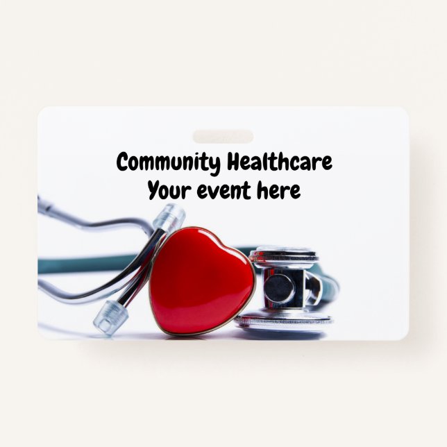 Badge Stéthoscope et coeur personnalisés (Devant)