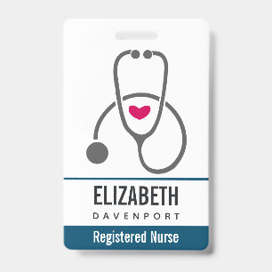 Badge Stéthoscope infirmier gris simple