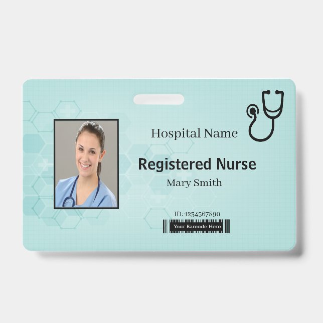 Badge Stéthoscope médical hexagonal Photo ID (Avant)