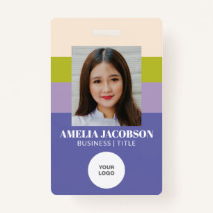 Badge Style violet vert employé photo ID et logo 