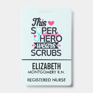 Badge Super infirmière super-héroïne disant Typographie