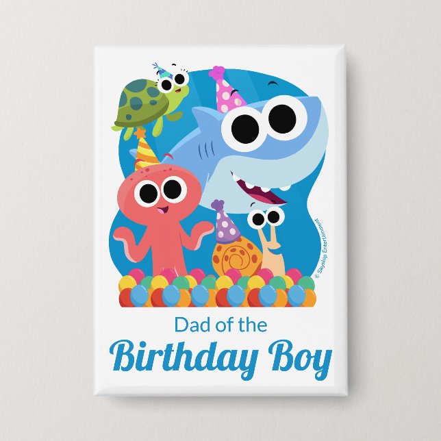 Badge Super simple | Finny Shark Confetti Anniversaire (Recto)