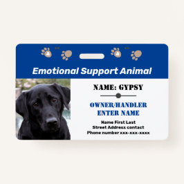 Badge Support émotionnel Identifiant animal Une option p