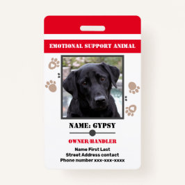 Badge Support émotionnel Identifiant animal Une option p