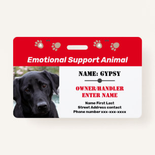 Badge Support émotionnel Identifiant animal Une option p