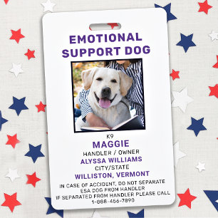 Badge Support émotionnel personnalisé Chien Photo ID Bad