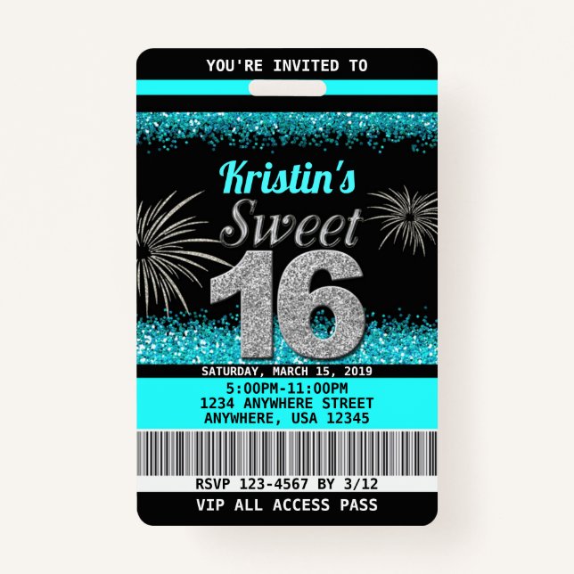 Badge Sweet 16 Invitations d'anniversaire (Devant)