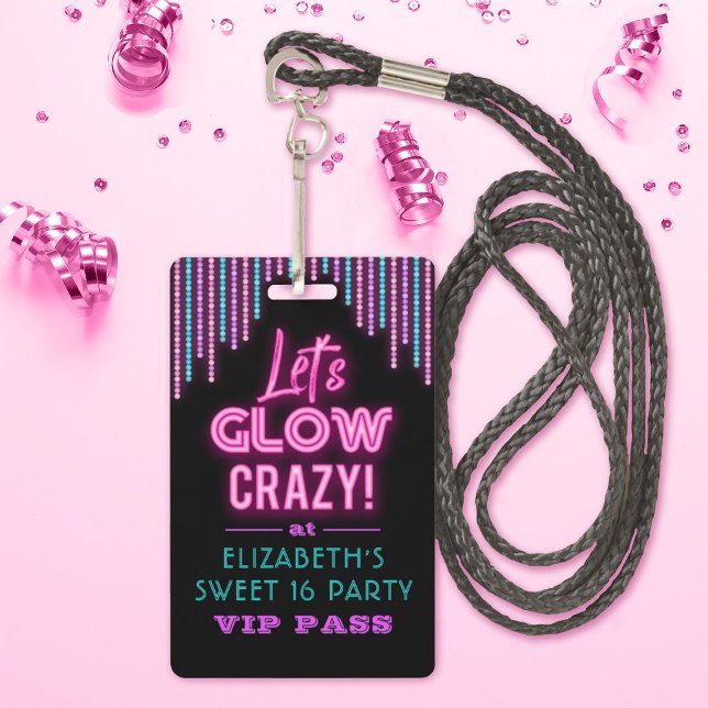 Badge Sweet 16 Neon Fête d'anniversaire (Créateur téléchargé)