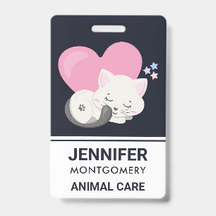 Badge Sweet Kitty Chat Dormir avec un grand coeur en arr