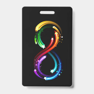 Badge Symbole de l'infini de comètes arc-en-ciel