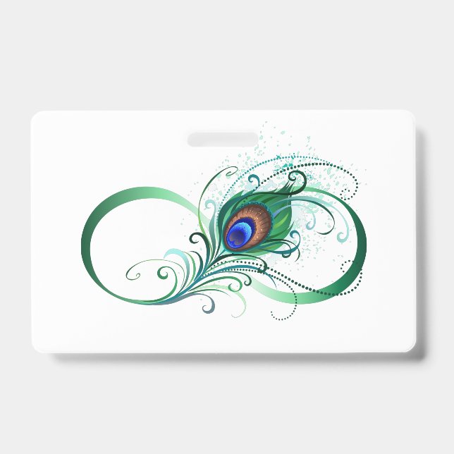 Badge Symbole d'infini avec plume de paon (Front)