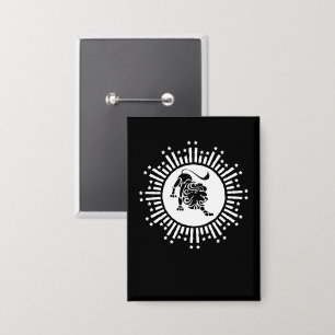 Badge Symbole Lion Zodiaque Leo avec Étoiles Noir et Bla