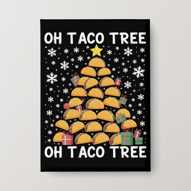 Badge Tacos sapin de Noël Funny Xmas Foodie mexicaine (Recto)