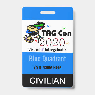 Badge TAG Con 2020 - Quadrant bleu - Insigne civil