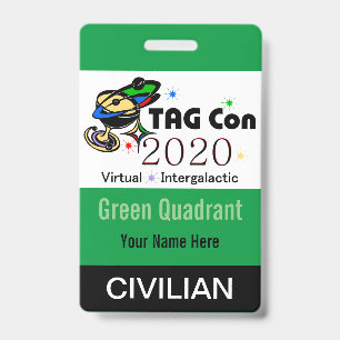 Badge TAG Con 2020 - Quadrant vert - Insigne civil
