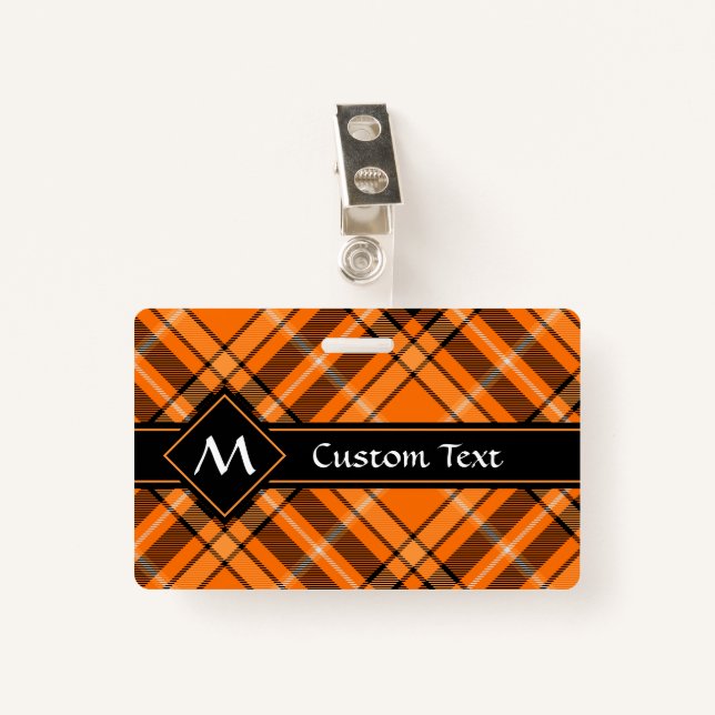 Badge Tartan orange d'Halloween (Devant avec clip)