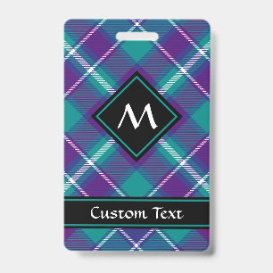 Badge Tartan vert de mer, violet et bleu