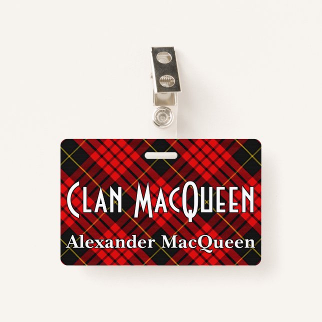 Badge Tartan vif de MacQueen de clan (Devant avec clip)