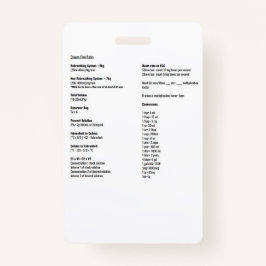 Badge Taux de flux d'oxygène et étiquettes de conversion