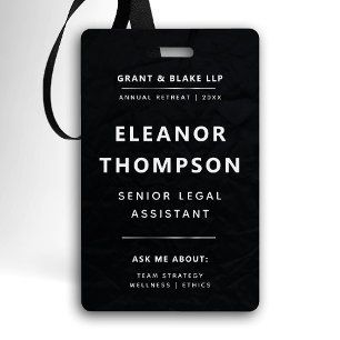 Badge Team Building Black Modern Elegant QR Business