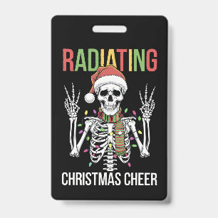 Badge Technicien en radiologie de Noël Santa squelette