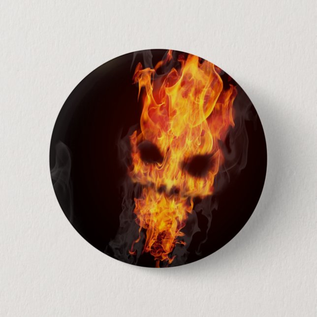Badge Tête de mort en flammes (Devant)