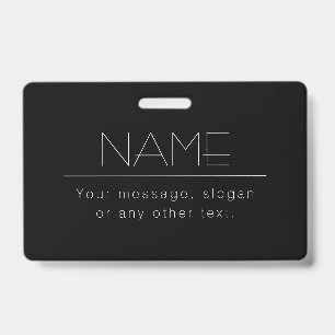 Badge Texte modifiable minimaliste moderne   Noir & Blan