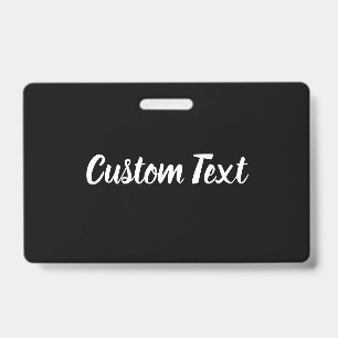 Badge Texte personnalisé sur fond noir avec modèle de sc