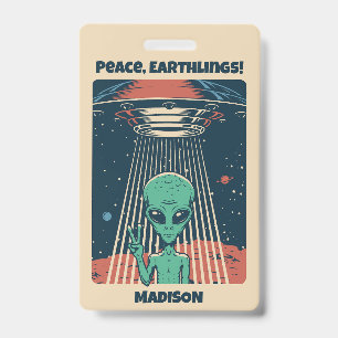 Badge Texte personnalisé UFO Alien