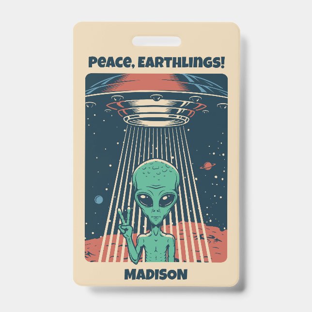 Badge Texte personnalisé UFO Alien (Avant)