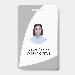 Badge Texte photo personnalisé de l'employé noir gris
