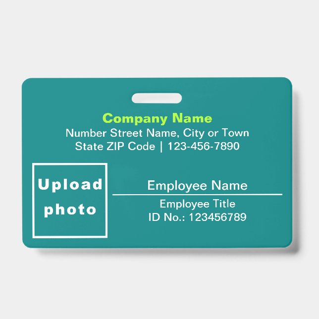 Badge Textes simples avec rectangle photo Vert Turquoise (Front)