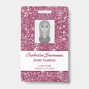 Badge Texture de scintillement rose faux avec texte pers
