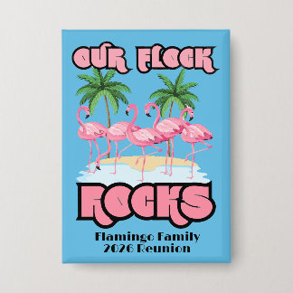 Badge Thème de fête flamant rose pour réunion de famille