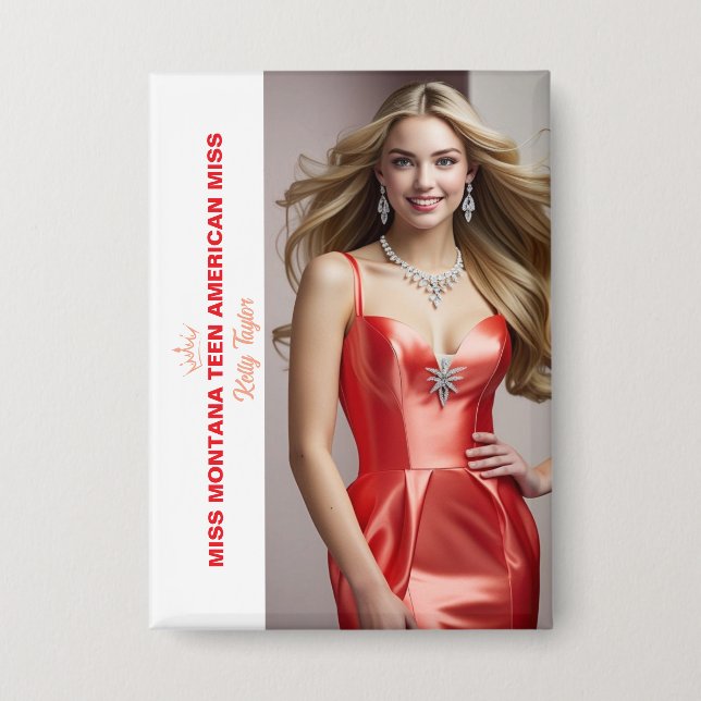 Badge Titleholder Photo Button for Pageants - Rectangle (Recto)