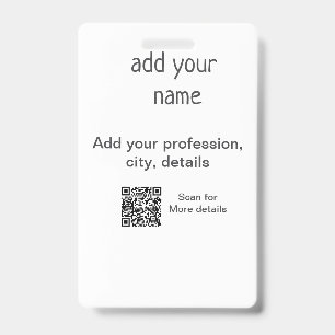 Badge Titre QR simple minimal ajoutez votre texte nom