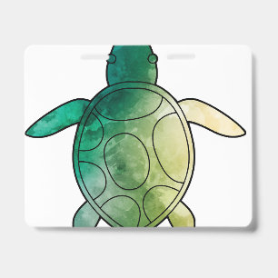 Badge Tortue de mer aquarelle verte