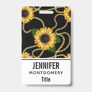 Badge Tournesols jaunes élégants - Motif stylé sur fond