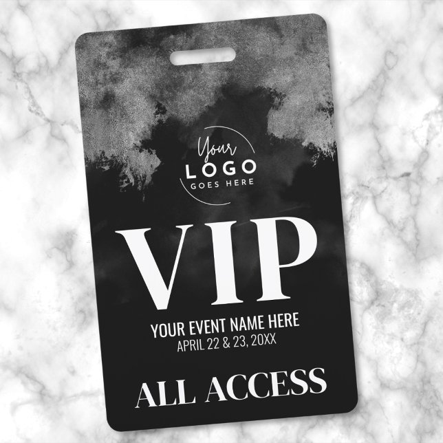 Badge Tous accéder à votre logo noir blanc VIP (All Access Your Logo Black White VIP Badge)