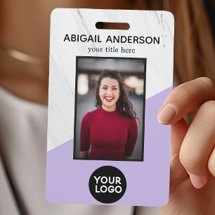 Badge Travail de carte d'identité photo moderne marbre g