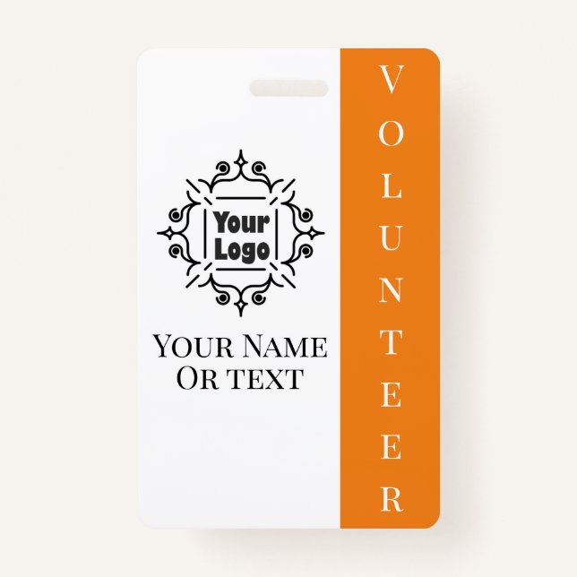Badge Travailleur bénévole Orange ID employé avec logo (Devant)