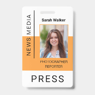 Badge Travailleur de presse ID employé des médias photo 