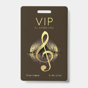 Badge Trèfle à trois branches en or VIP Accès illimité L
