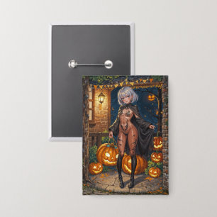 Badge Trick or Treater, courageuse fille en costume d'Ha