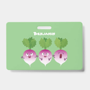 Badge Trio de légumes choux chantant cartoon mignon