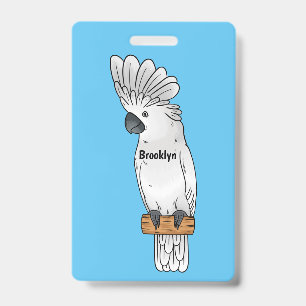 Badge Umbrella cockatoo bird cartoon illustration