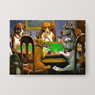 Badge Un ami dans le besoin, Chiens jouant au poker,