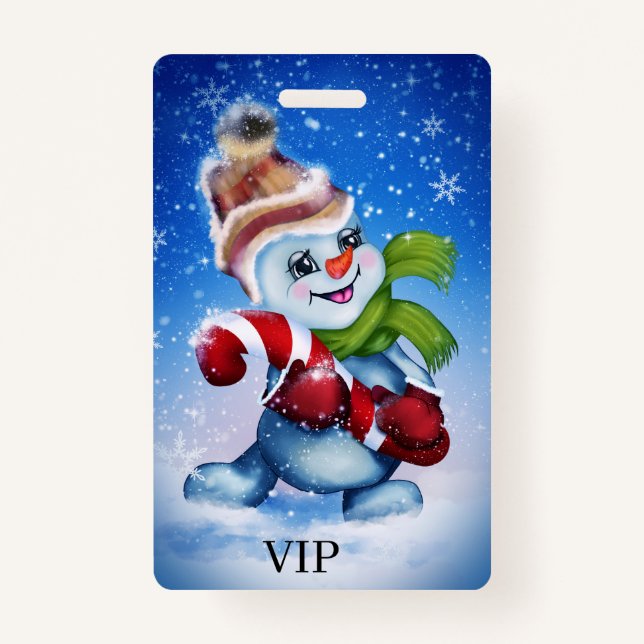 Badge Un bonhomme de neige festif (Devant)
