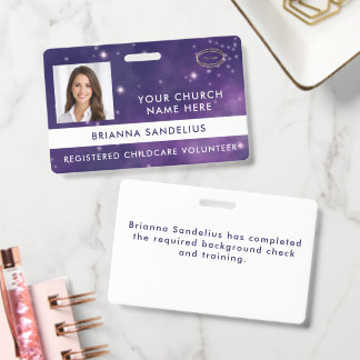 Badge Unique Cool Nebula Space Volunteer Photo ID